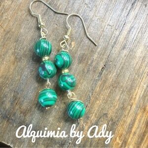 Alquimia Striking Green malachite Beaded Earrings